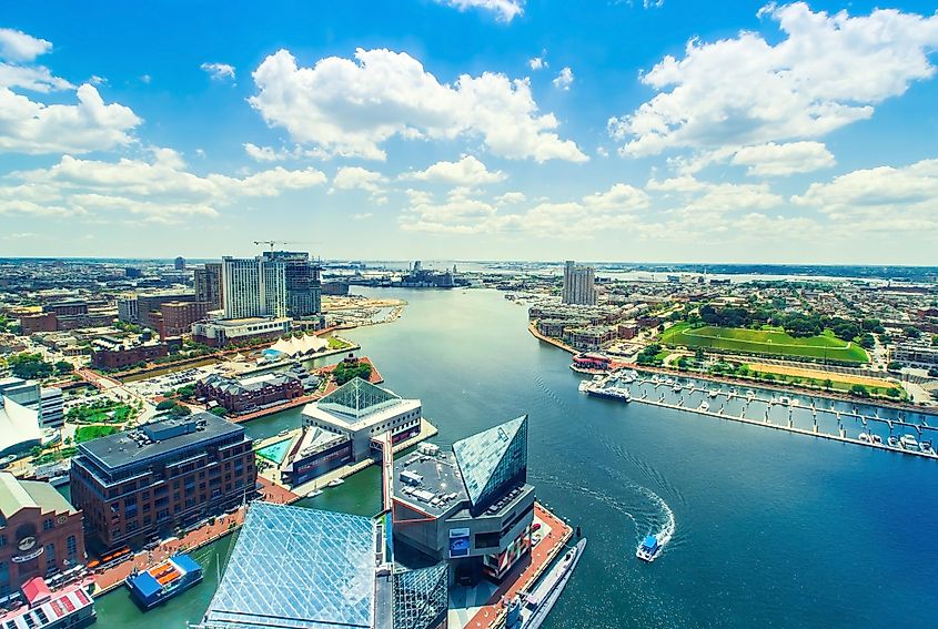 Aerial view of Baltimore, Maryland.