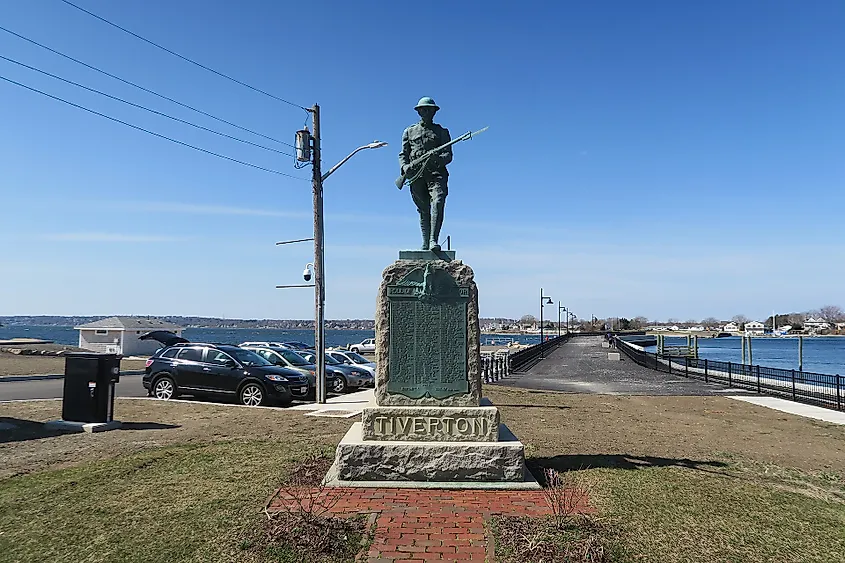 World War I statue at Grinnell's Beach in Tiverton, Rhode Island.