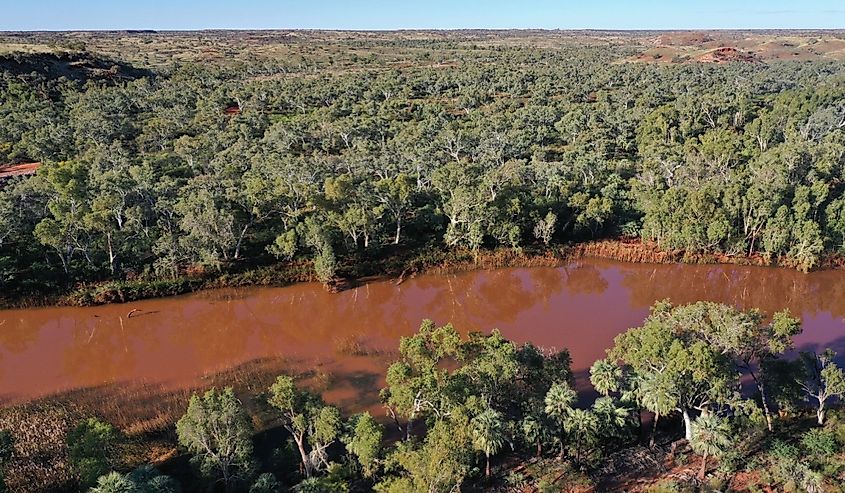 Aerial landscape view of Fortescue River