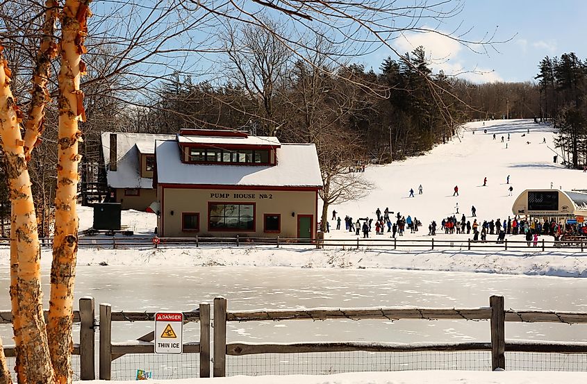 Ski resort of Mount Wachusett on a sunny day in Westminster, Massachusetts. Editorial credit: Jay Yuan / Shutterstock.com