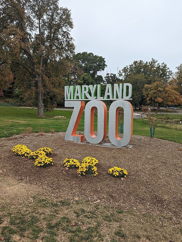 This is an entrance sign at the Maryland Zoo in Baltimore.