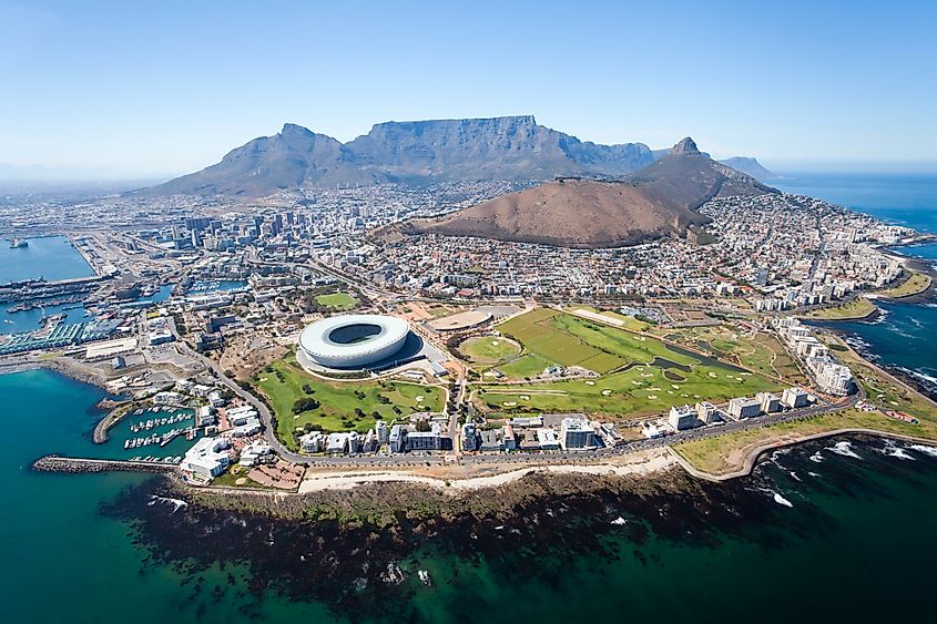 Overall aerial view of Cape Town, South Africa