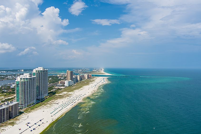 Aerial view of Orange Beach, Alabama.