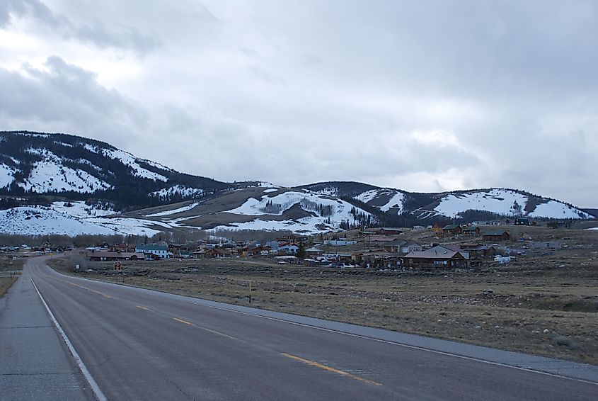 Wyoming 130 looking toward the town of Centennial, Wyoming.