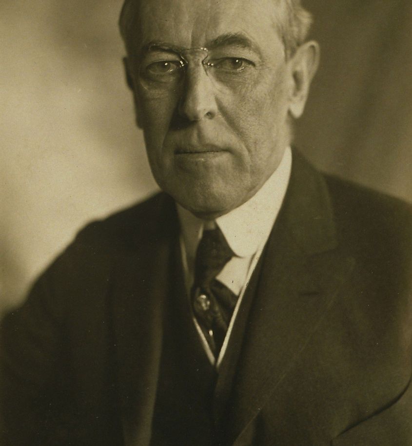 A portrait of Woodrow Wilson.