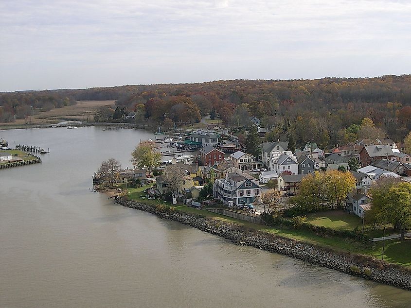 Overlooking Chesapeake City, Maryland, along the Chesapeake and Delaware Canal.