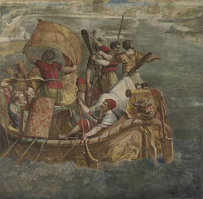 Landing van Scipio Africanus at Carthage, by Coxie, Michiel, c. 1555, Flemish gouache painting. He invaded North Africa to destroy Carthage in 205 BCE