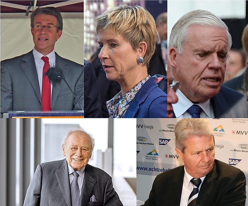 German billionaires: Stefan Quandt, Susanne Klatten, Kuehne Taufe, Reinhold Wurth, Dietmar Hopp Sinsheim