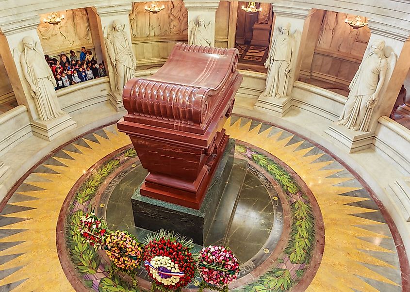 The tomb of Napoleon Bonaparte at the St. Louis Cathedral Invalides, Paris, France. 