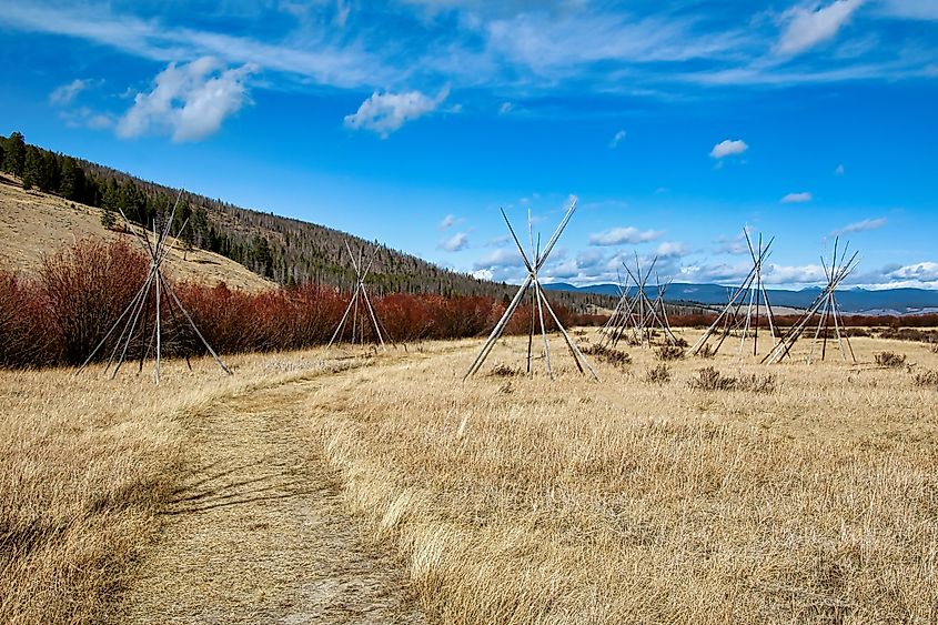 Tipi frames at the Nez Perce Camp Site, Big Hole National Battlefield near Wisdom Montana.