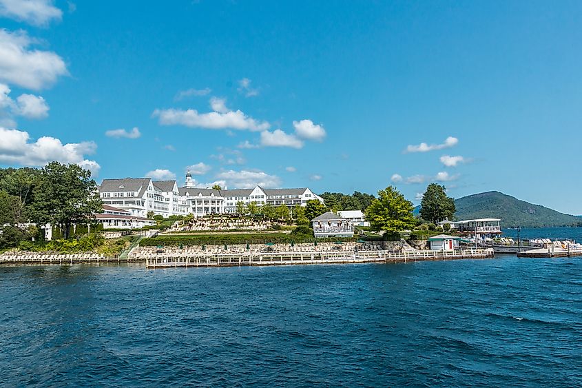 Landscape view of the historic Sagamore Hotel and Resort in Bolton Landing, New York