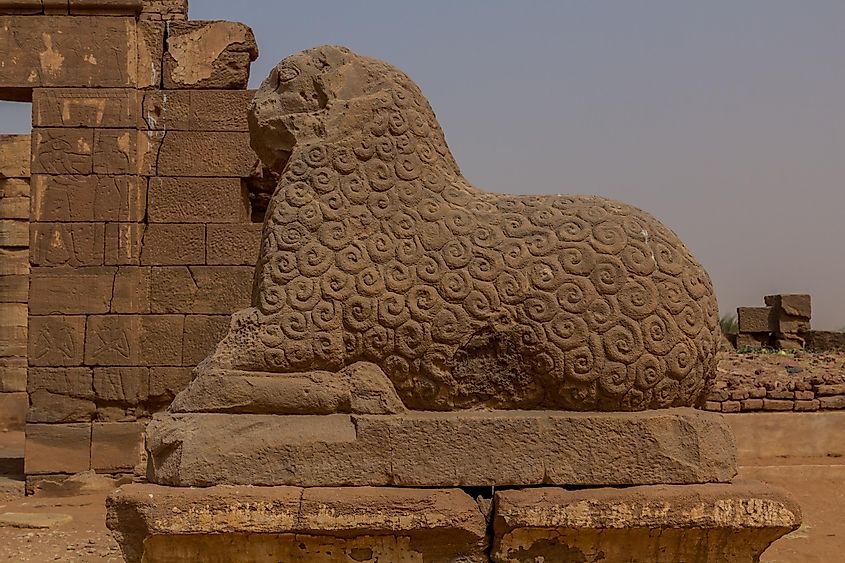 Ram sculpture at the Temple of Amun in Naqa, Sudan