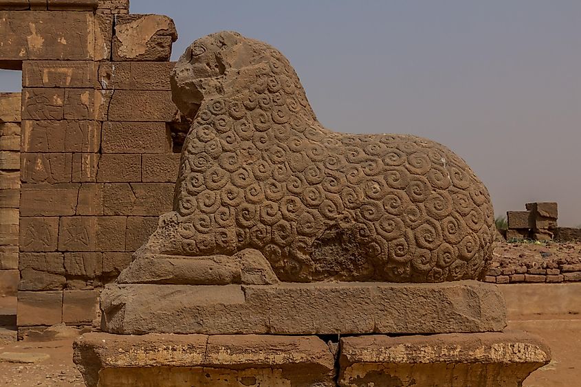 Ram sculpture at the Temple of Amun in Naqa, Sudan