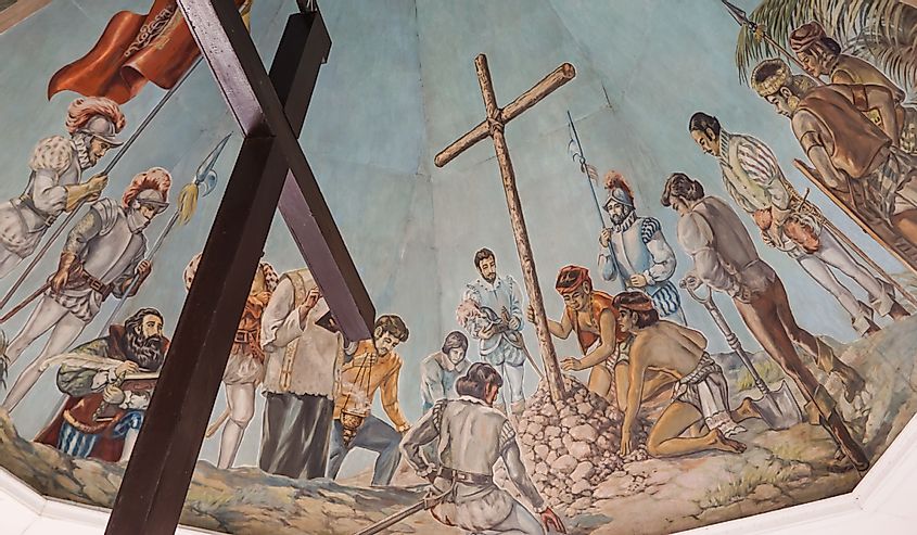Magellan's Cross Christian cross and paintings created by Portuguese and Spanish explorers upon arriving in Cebu in the Philippines
