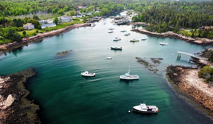 Lobster boats at Winter Harbor, Maine near Schoodic Point.