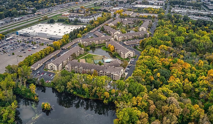 Aerial View of the Minneapolis Suburb of Arden Hills, Minnesota