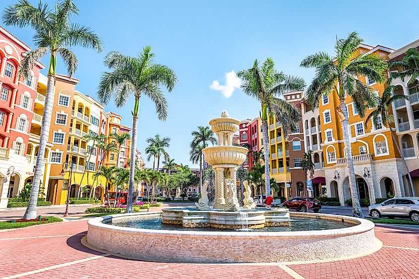 Colorful buildings in Naples, Florida.