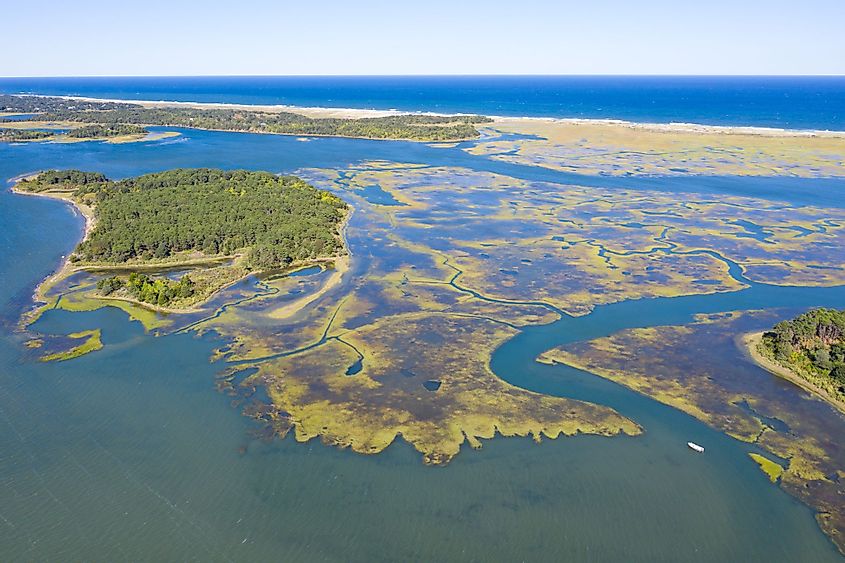Salt marshes and estuaries in Cape Cod, Massachusetts