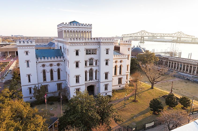 The Louisiana Old State Capitol in Baton Rouge, a historic Gothic-style building that once served as the state's capitol