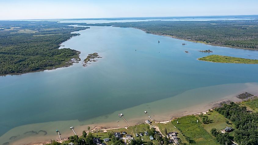 Aerial drone view of St. Marys River