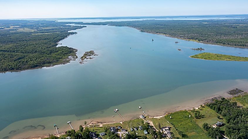 Aerial drone view of St. Marys River