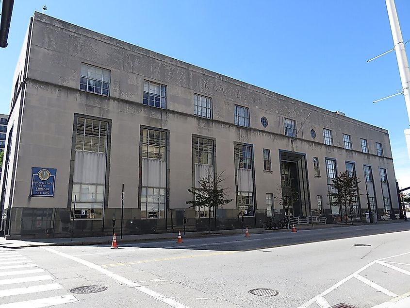 Northeast face of the Providence Public Library in Providence, Rhode Island