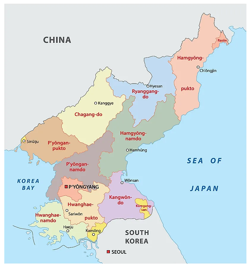 North Korea administrative map