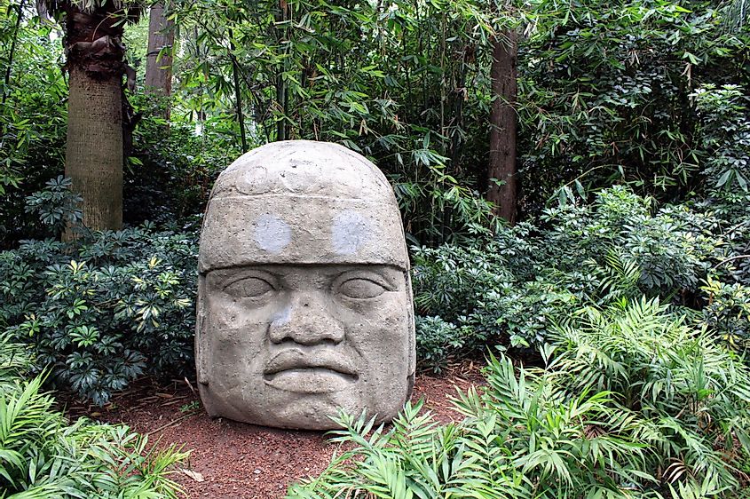 The outdoor museum of Parque Museo La Venta in Tabasco, Mexico, showcases ancient Olmec heads and other basalt carvings