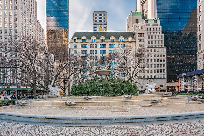 Pulitzer Fountain, located in Manhattan's Grand Army Plaza.