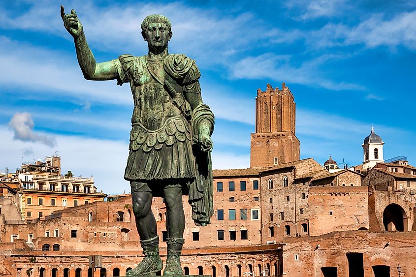 A statue of Emperor Trajan at Trajan's Market.