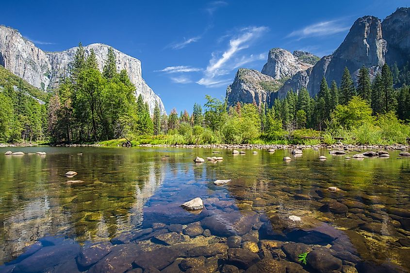 Classic view of the scenic Yosemite Valley, California