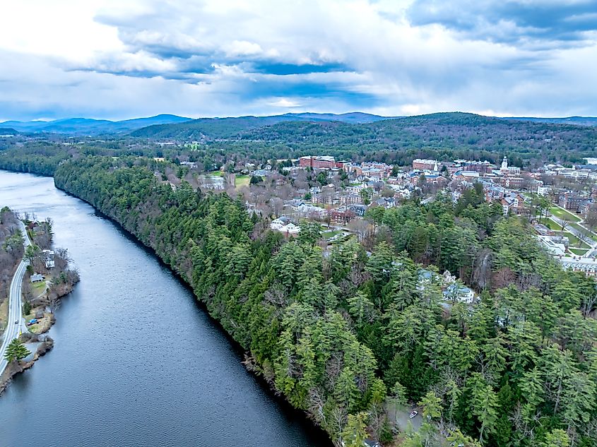 The Connecticut River flowing past Hanover, New Hampshire.