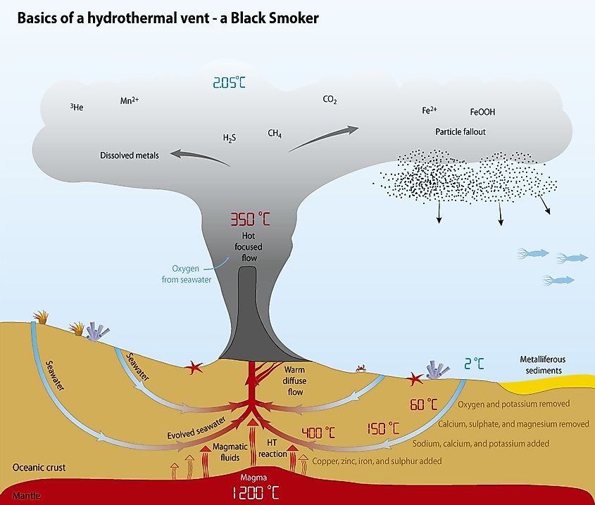Basics of a hydrothermal vent - a Black Smoker.