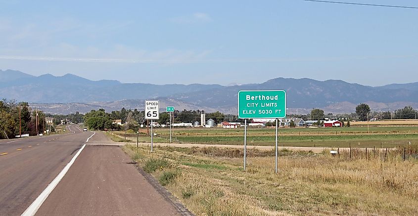 The highway approaching Berthoud, Colorado. 