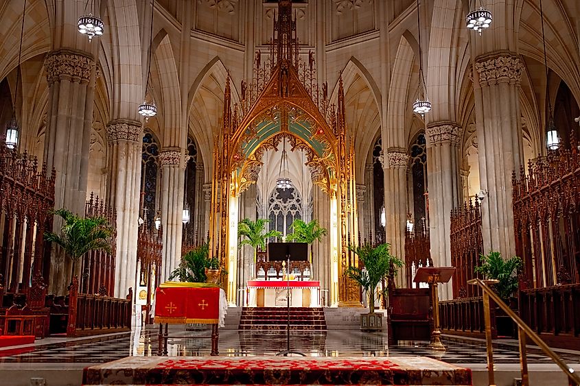 Interior view of St. Patrick's Cathedral in Manhattan, New York.