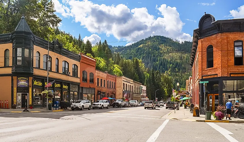 Bank Street, the main street, in Wallace, Idaho.