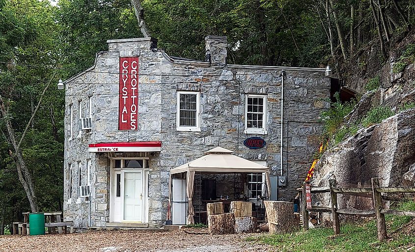 The building at the entrance to Crystal Grottoes, Keedysville, Maryland.