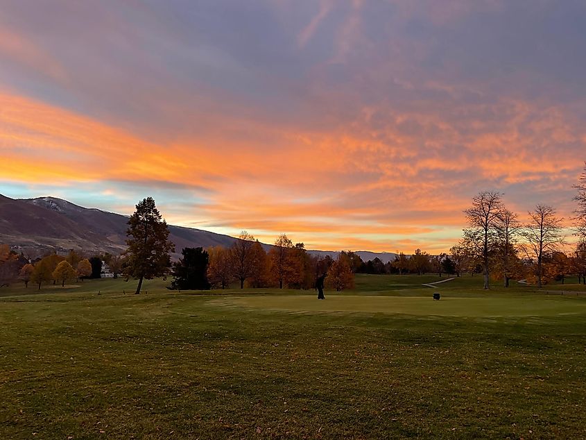 Golf course sunrise in Kaysville, Utah.
