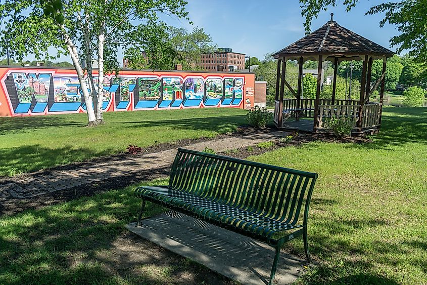 The sign and gazebo in Westbrook, Maine