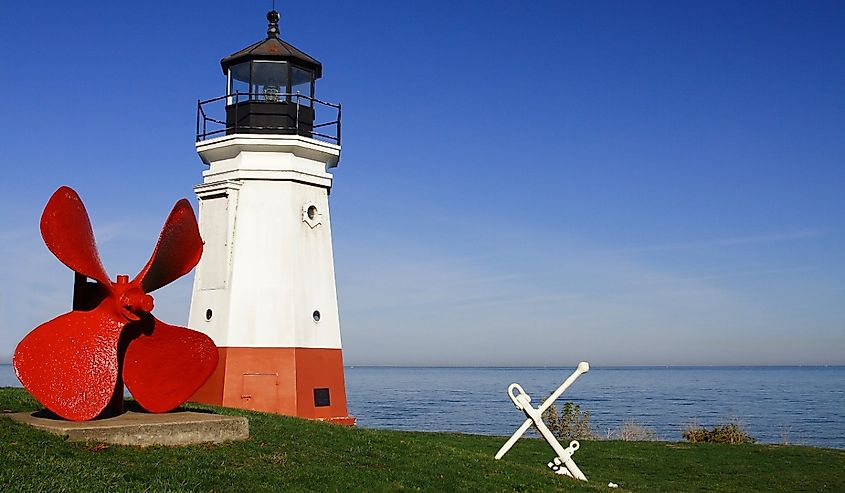 Vermilion lighthouse on the shores of Lake Erie, Ohio