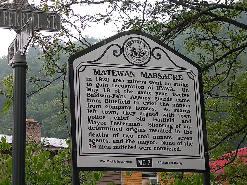 Historical marker for the Matewan Massacre