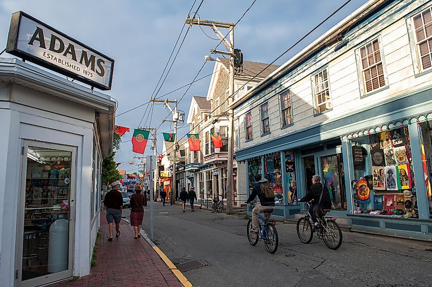 Tranquil scene at Commercial Street in Provincetown, Massachusetts. Provincetown, the site of the first landing of the Mayflower, is now a major travel destination.