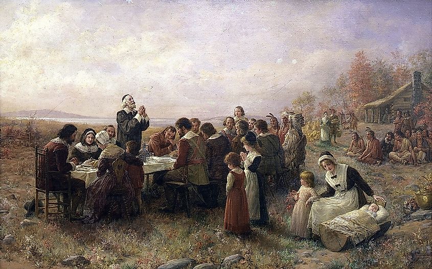 More details "The First Thanksgiving at Plymouth" (1914) By Jennie A. Brownscombe