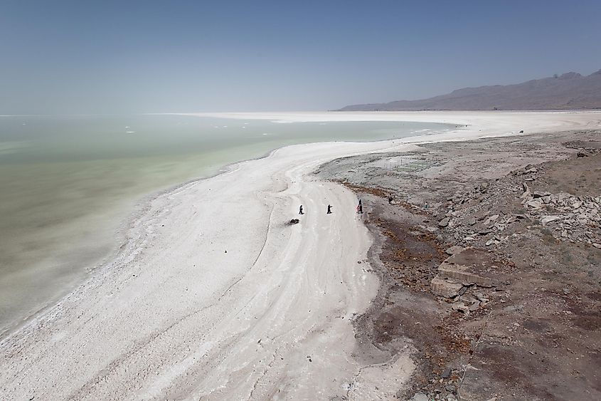 Lake Urmia, one of the world's largest salt lakes, is in northwestern Iran. In recent decades, it has seen signifiant shrinkage.
