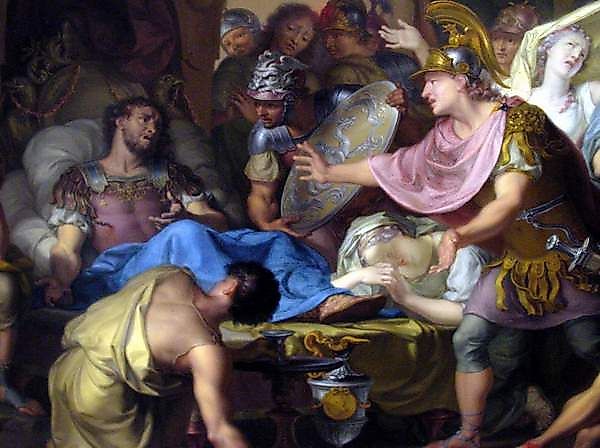 The Death of Epaminondas. Illustration by Isaak Walraven.