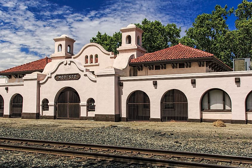 The Old Southern Pacific Railroad Depot in Modesto, California