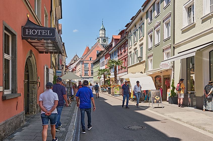 Überlingen on Lake Constance, a narrow alley in the old town.