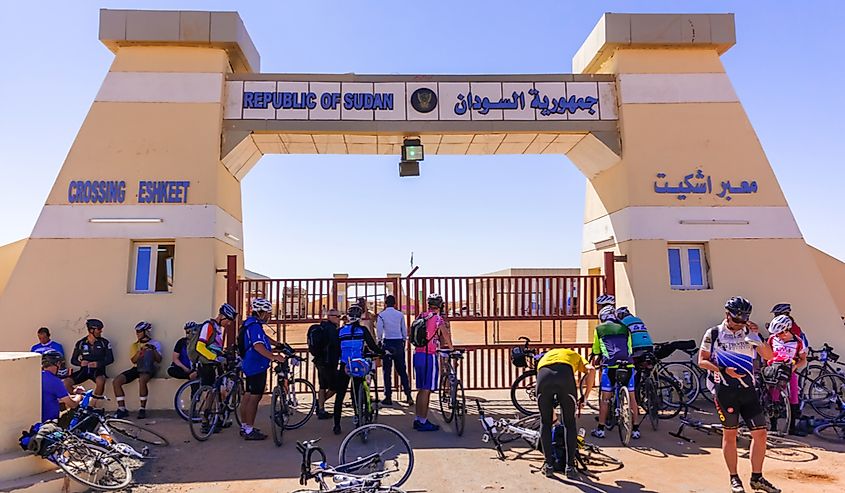 A border crossing on one of Sudan's frontiers.