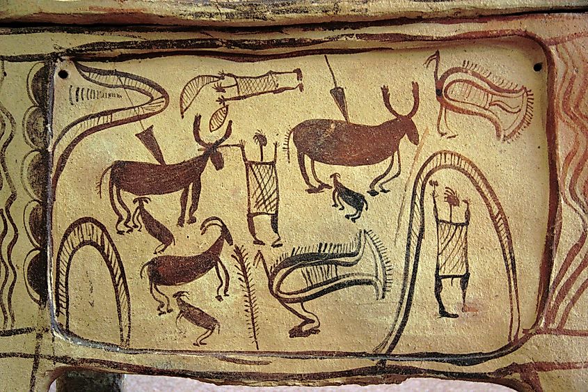 Funerary chest with hunting scene from the Early Minoan Period.