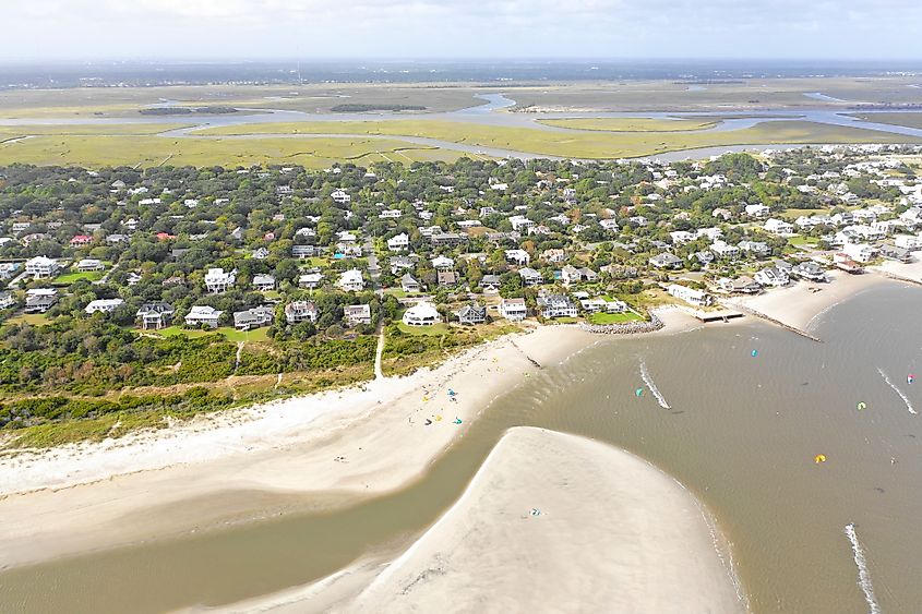 Aerial view of Sullivan's Island, South Carolina.
